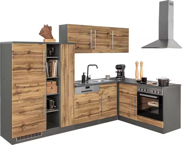 KOCHSTATION Winkelküche KS-Samos, Stellbreite 290x170 cm, wahlweise mit E-Geräten, mit Arbeitsplatte
