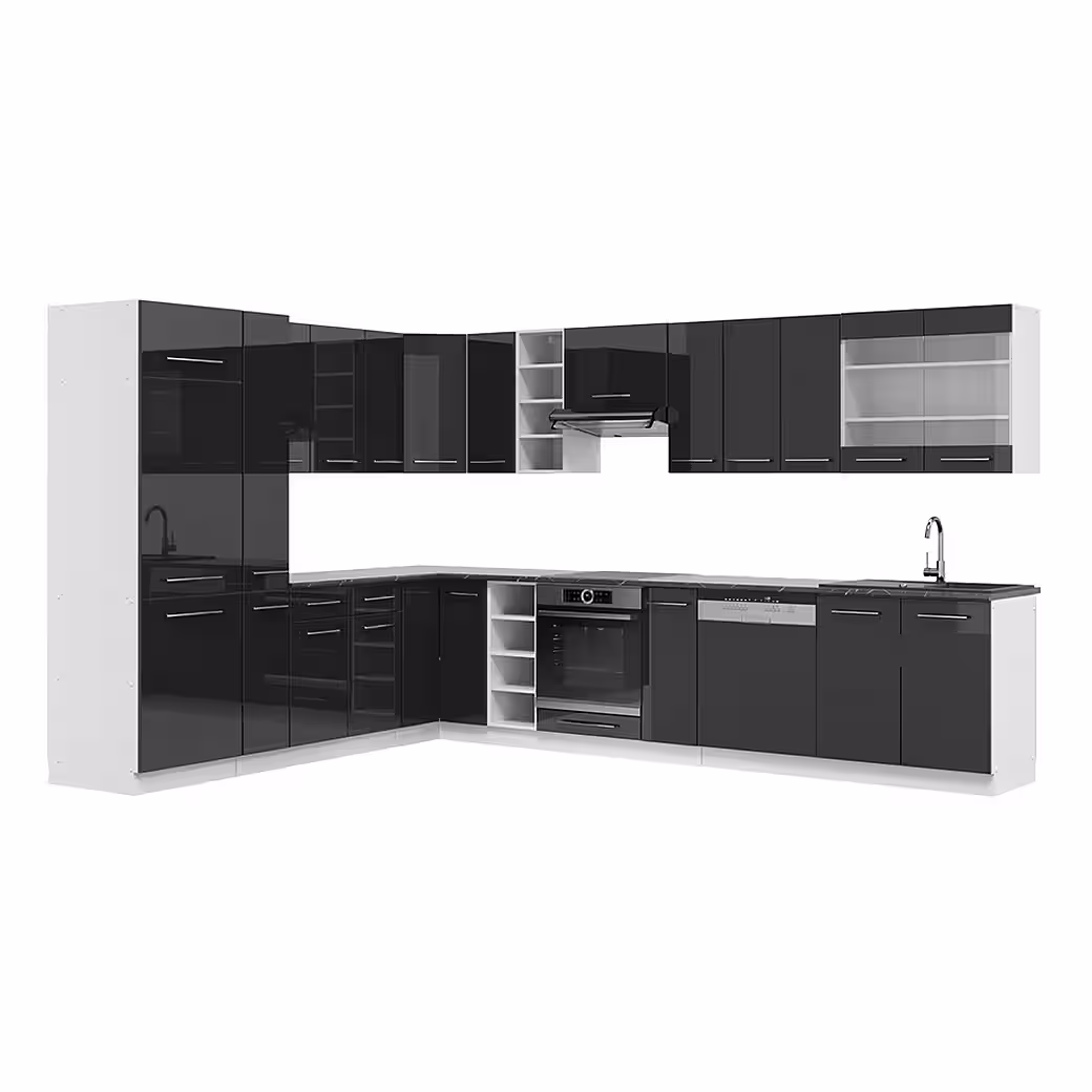 Vicco Winkelküche Fame-Line, Weiß Hochglanz/Weiß, 257x347 cm ohne Arbeitsplatte – Image 3