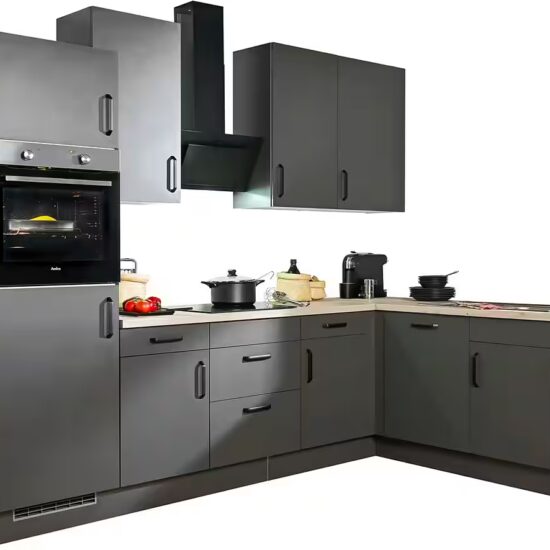 wiho Küchen Winkelküche "Simi", mit verstellbaren Füßen, wahlweise mit E-Geräten, Soft-Close-Funktion in Schubkästen & Auszügen, Stellbreite 285/175 cm – Image 8