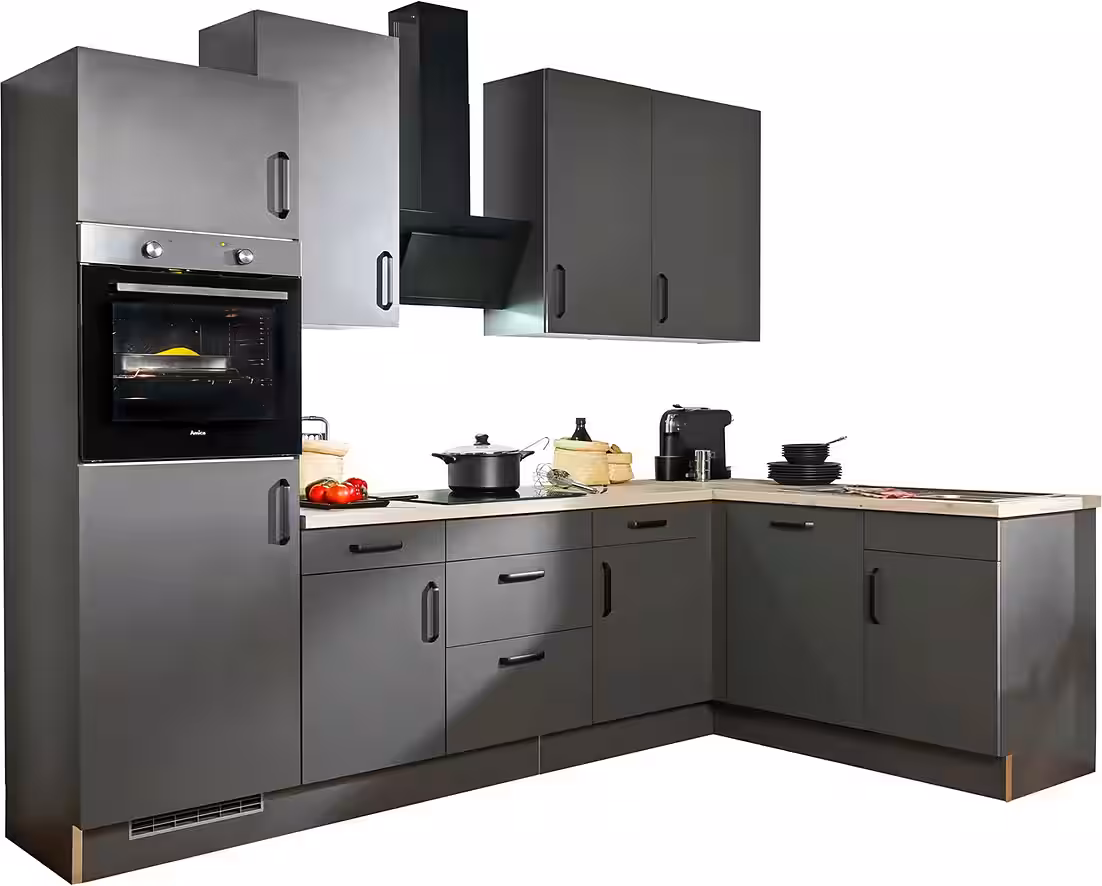 wiho Küchen Winkelküche "Simi", mit verstellbaren Füßen, wahlweise mit E-Geräten, Soft-Close-Funktion in Schubkästen & Auszügen, Stellbreite 285/175 cm – Image 8