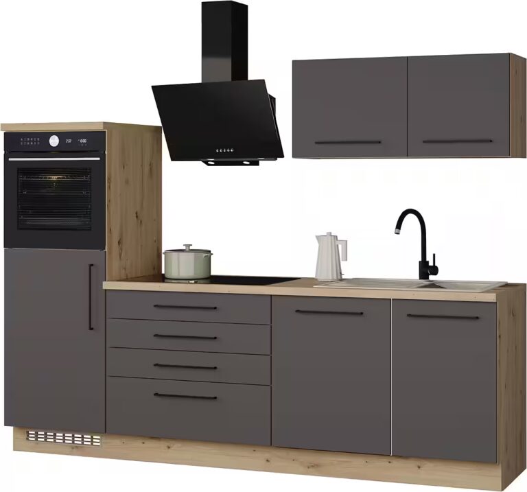 KOCHSTATION Küchenzeile KS-Nova, Breite 260 cm, wahlweise mit Hanseatic-E-Geräten