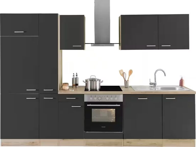 OPTIFIT Küchenzeile Iver Breite 300 cm, mit Hanseatic E-Geräten, inkl. Kühlschrank