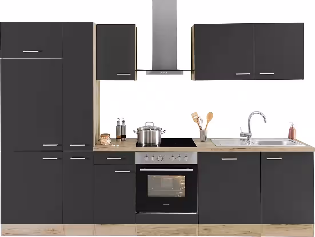 OPTIFIT Küchenzeile Iver Breite 300 cm, mit Hanseatic E-Geräten, inkl. Kühlschrank – Image 2