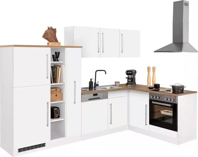 KOCHSTATION Winkelküche KS-Samos, Stellbreite 290x170 cm, wahlweise mit E-Geräten, mit Arbeitsplatte