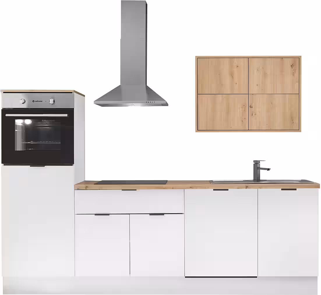 KOCHSTATION Küchenzeile KS-Georgia, mit 38mm starker Arbeitsplatte, Breite 260 cm, wahlweise mit E-Geräten und Kühlschrank – Image 3