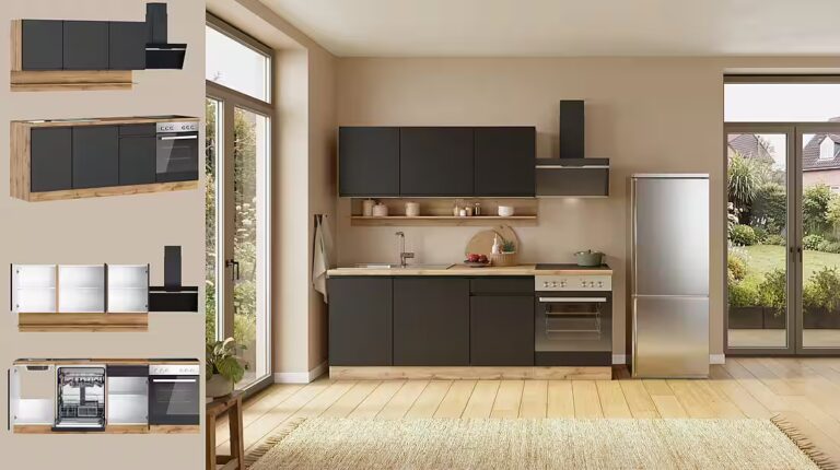 KOCHSTATION Küchenzeile KS-Virginia,neu in verbesserter Ausführung, Breite 220 cm, Soft-Close, wahlweise mit E-Geräten