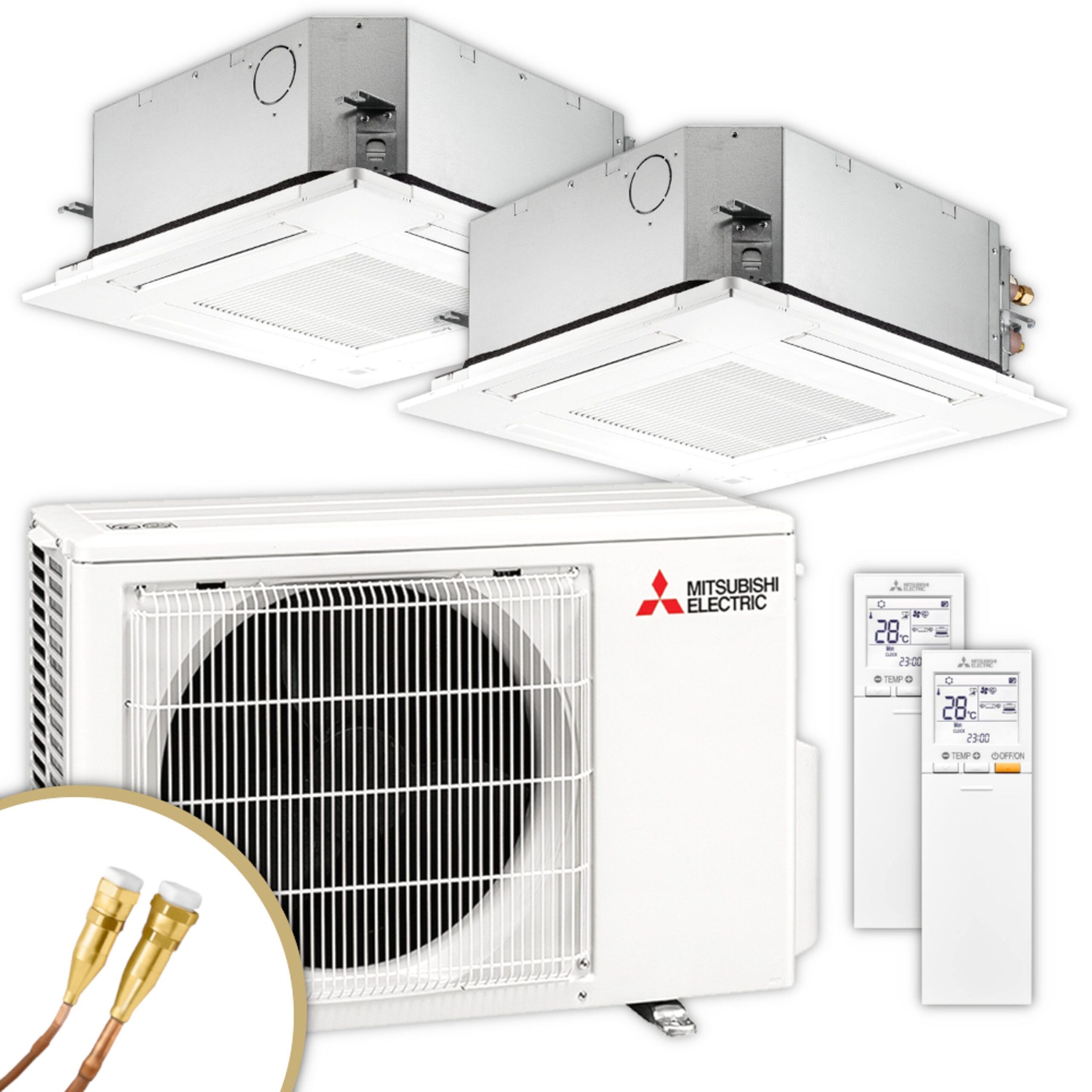 Mitsubishi Electric Multisplit-Klimaanlage MXZ-2F42VF4 + 2× SLZ-M25FA2 – 4-Wege-Deckenkassetten – Image 1