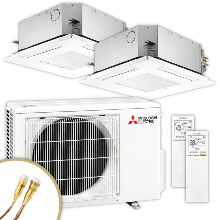 Mitsubishi Electric Multisplit-Klimaanlage MXZ-2F42VF4 + 2× SLZ-M25FA2 – 4-Wege-Deckenkassetten