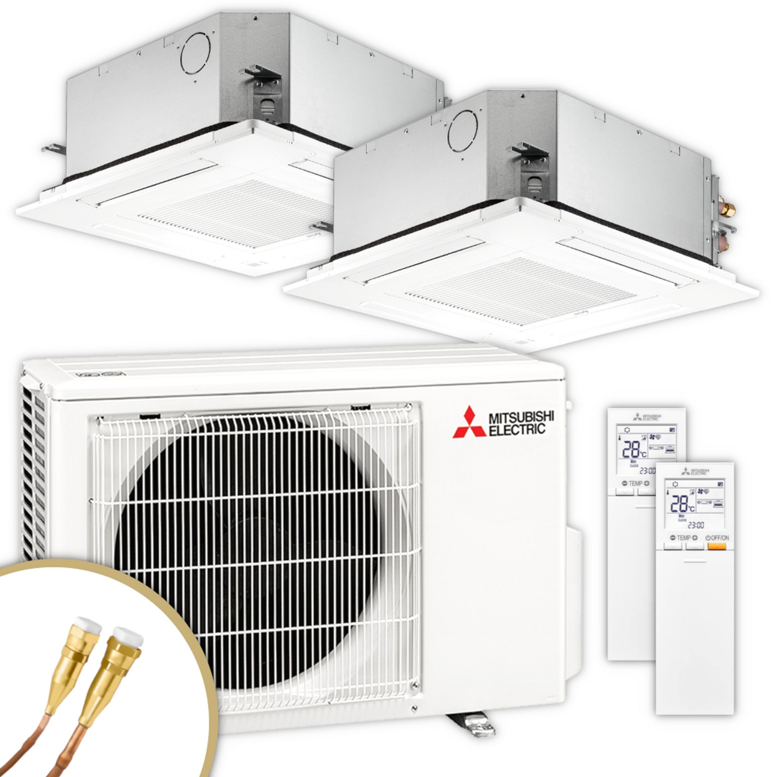 Mitsubishi Electric Multisplit-Klimaanlage MXZ-2F42VF4 + 2× SLZ-M25FA2 – 4-Wege-Deckenkassetten – Image 5