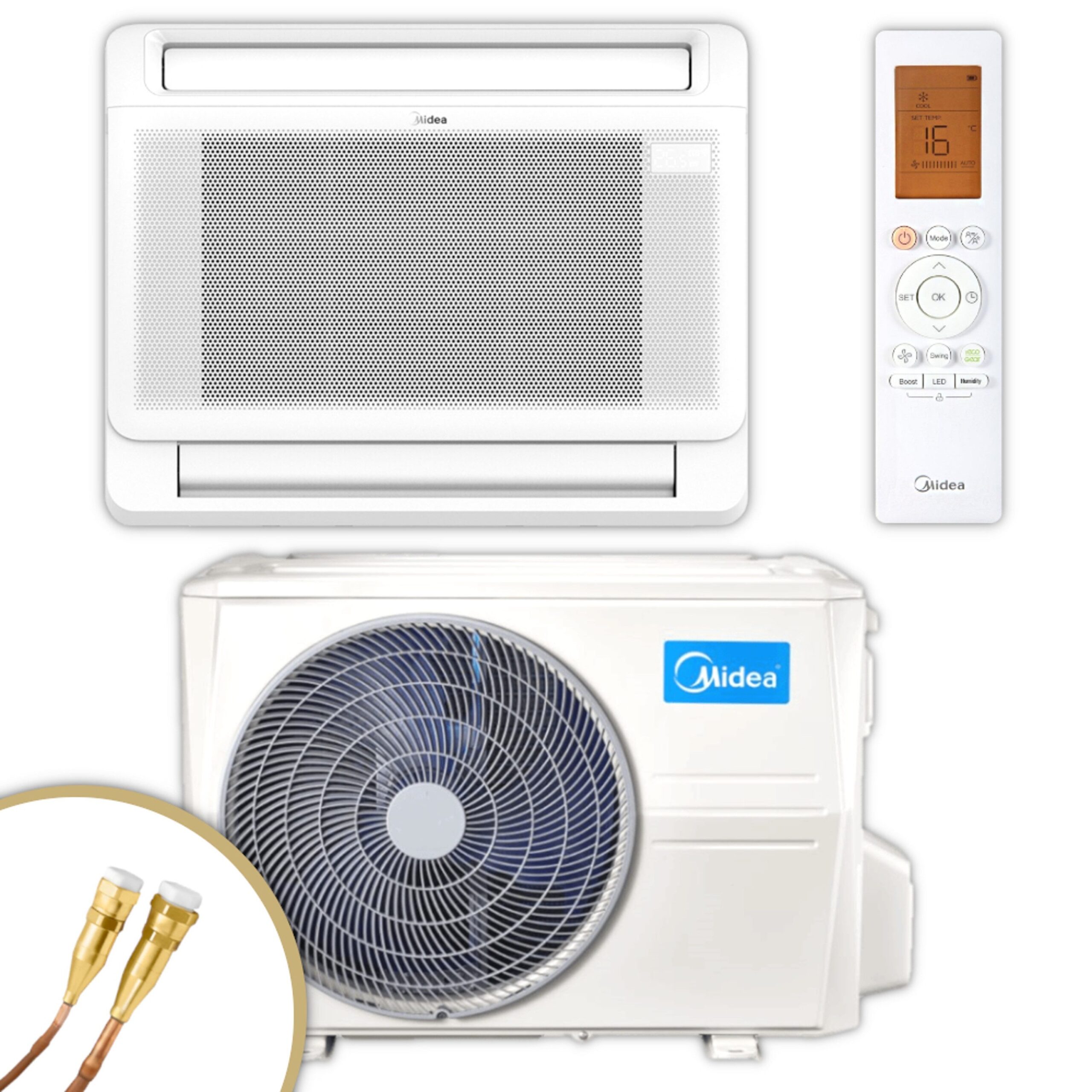 Midea Kompakt-Truhenklimaanlage MFA2U-12HRFNX-ME + MOX230-12HFN8-ME – Platzsparender Klimakomfort – Image 1