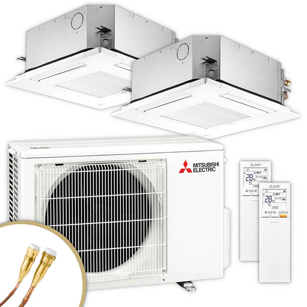 Mitsubishi Electric Multisplit-Klimaanlage MXZ-2F42VF4 + 2× SLZ-M25FA2 – 4-Wege-Deckenkassetten – Image 2