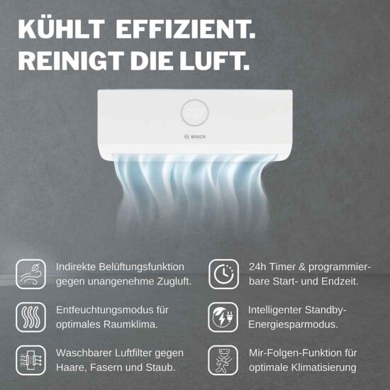 Split-Klimaanlage Bosch CL5000M 79/3 E + CL3000iU W 35 E / CL3000iU W 35 E – Effiziente Multisplit-Klimatisierung – Image 2