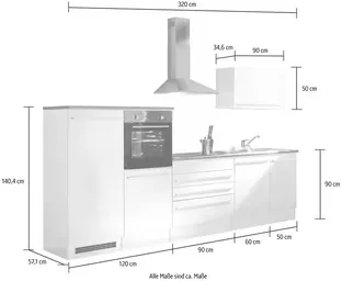 Küchenzeile Jazz, Breite 320 cm, wahlweise mit E-Geräten – Image 4