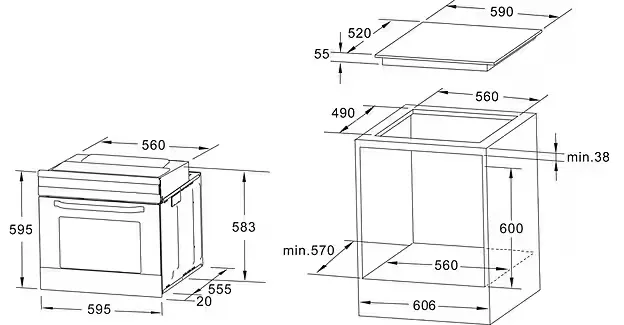 Küchenzeile Cali - Küche mit E-Geräten - Komplett Set, Breite 220cm