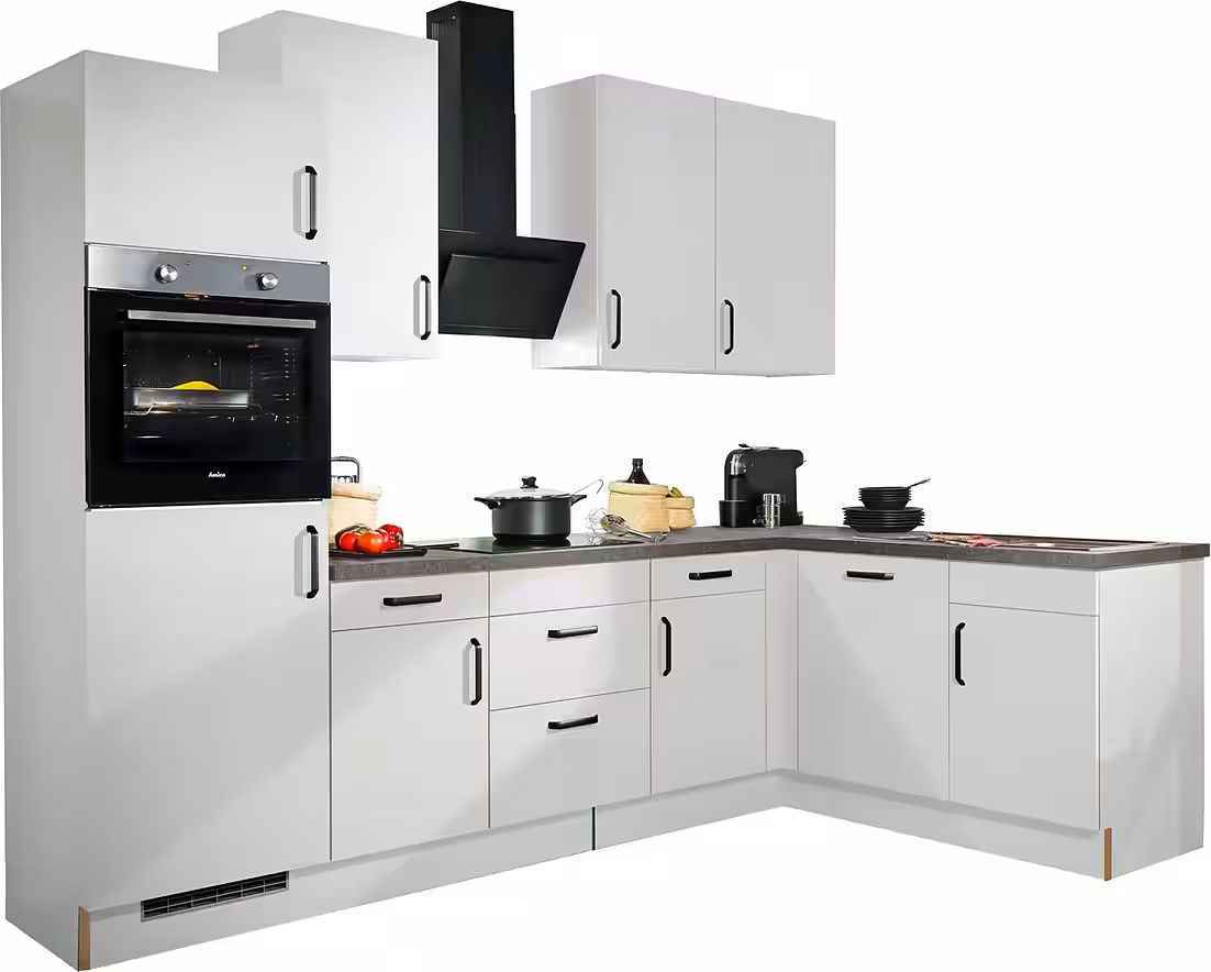 wiho Küchen Winkelküche "Simi", mit verstellbaren Füßen, wahlweise mit E-Geräten, Soft-Close-Funktion in Schubkästen & Auszügen, Stellbreite 285/175 cm – Image 9