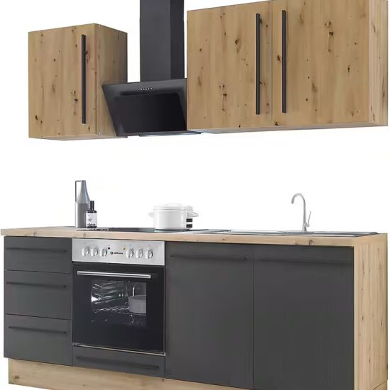 KOCHSTATION Küchenzeile KS-Florida mit 38mm starker Arbeitsplatte, Breite 210 cm, wahlweise mit E-Geräten, Soft-Close-Funktion – Image 6