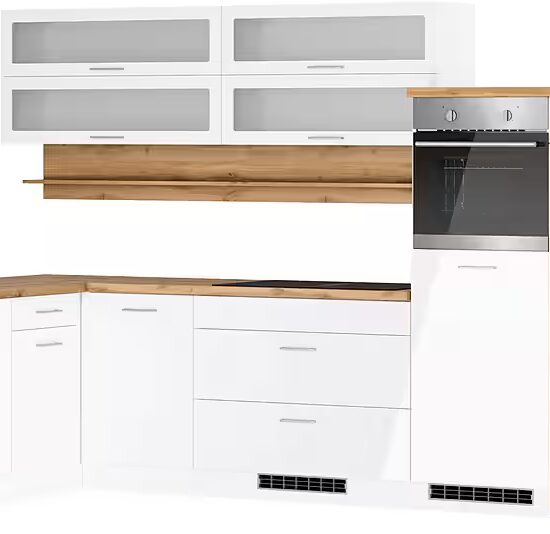 KOCHSTATION Winkelküche KS-Milan, optional mit Muldenlüfter, Stellbr.360/220 cm, wahlweise mit E-Geräten, Kochfeld mit Dunstabzug – Image 9