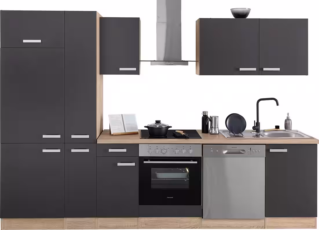 OPTIFIT Küchenzeile Leer Breite 300 cm, mit Hanseatic E-Geräten, inkl. Kühlschrank – Image 2