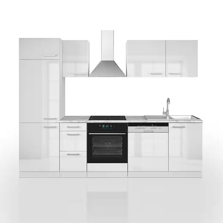 Vicco Küchenzeile Optima, Anthrazit Hochglanz/Weiß, 270 cm ohne Arbeitsplatte