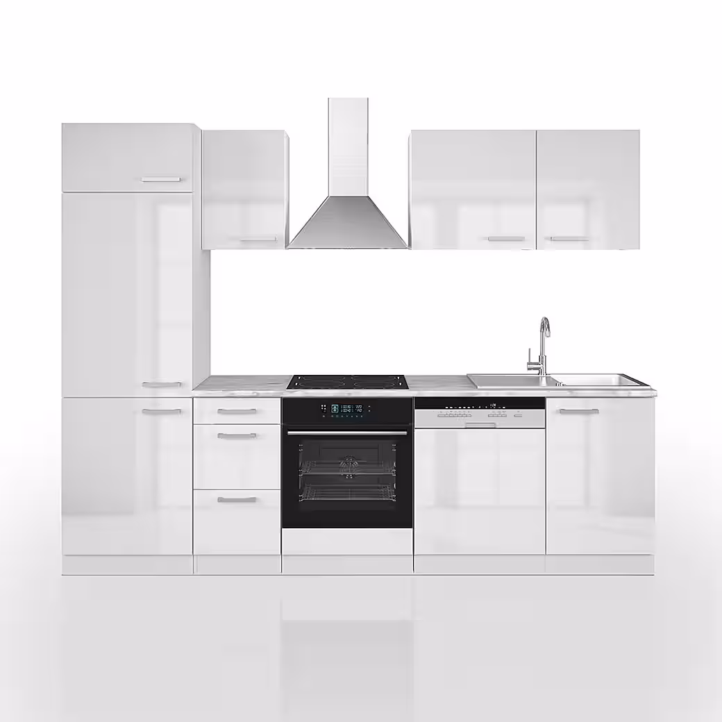 Vicco Küchenzeile Optima, Anthrazit Hochglanz/Weiß, 270 cm ohne Arbeitsplatte – Image 4