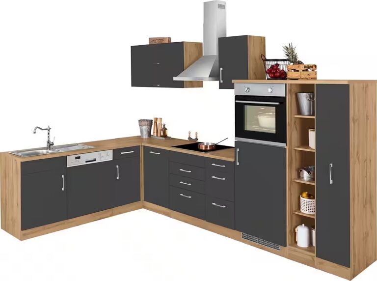 KOCHSTATION Winkelküche KS-Colmar, mit E-Geräten, Stellbreite 210/330 cm