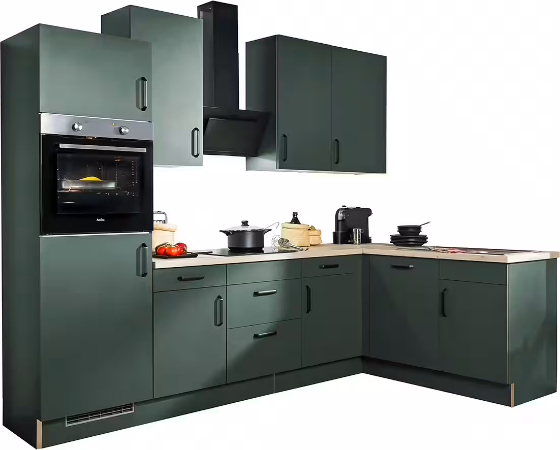 wiho Küchen Winkelküche "Simi", mit verstellbaren Füßen, wahlweise mit E-Geräten, Soft-Close-Funktion in Schubkästen & Auszügen, Stellbreite 285/175 cm – Image 10