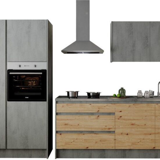 BASIC by Balculina Küchenzeile Isis B/T/H 335x60x210 cm, Breite 273 cm, wahlweise mit E-Geräten und Induktionskochfeld – Image 1