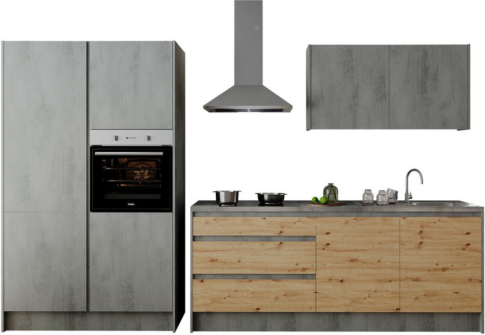 BASIC by Balculina Küchenzeile Isis B/T/H 335x60x210 cm, Breite 273 cm, wahlweise mit E-Geräten und Induktionskochfeld – Image 1