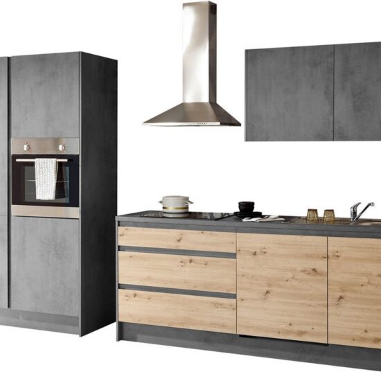 BASIC by Balculina Küchenzeile Isis B/T/H 335x60x210 cm, Breite 273 cm, wahlweise mit E-Geräten und Induktionskochfeld – Image 3