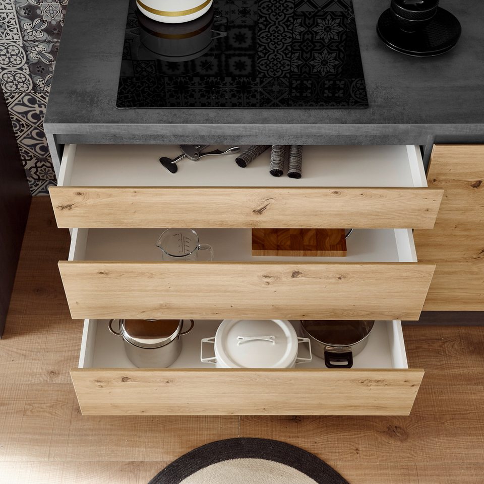 BASIC by Balculina Küchenzeile Isis B/T/H 335x60x210 cm, Breite 273 cm, wahlweise mit E-Geräten und Induktionskochfeld – Image 8