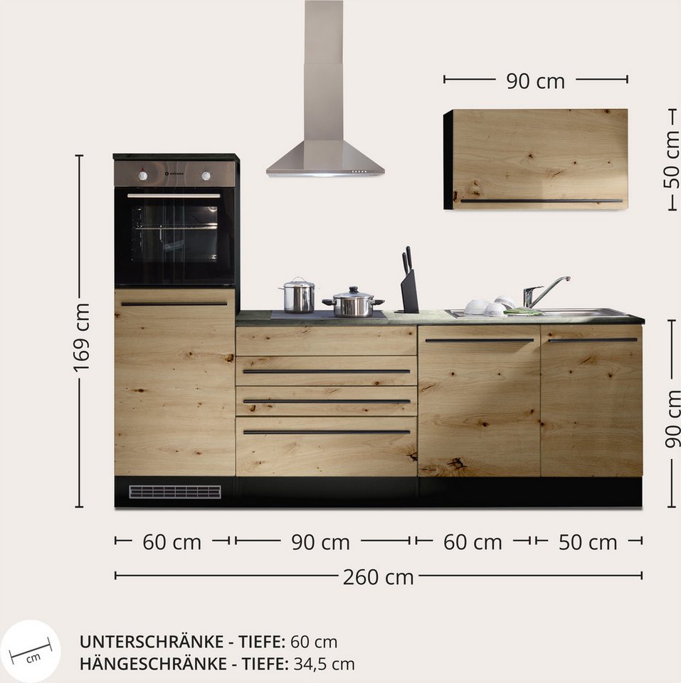 BASIC by Balculina Küchenzeile Jazz, Breite 260 cm, wahlweise mit E-Geräten – Image 7