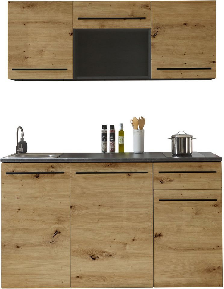 BASIC by Balculina Pantryküche Jazz Singleküche, Breite 160 cm, wahlweise mit E-Geräten und Mikrowelle