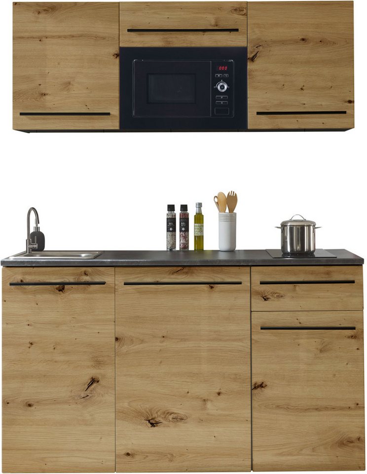 BASIC by Balculina Pantryküche Jazz Singleküche, Breite 160 cm, wahlweise mit E-Geräten und Mikrowelle