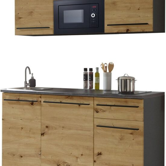 BASIC by Balculina Pantryküche Jazz Singleküche, Breite 160 cm, wahlweise mit E-Geräten und Mikrowelle – Image 6