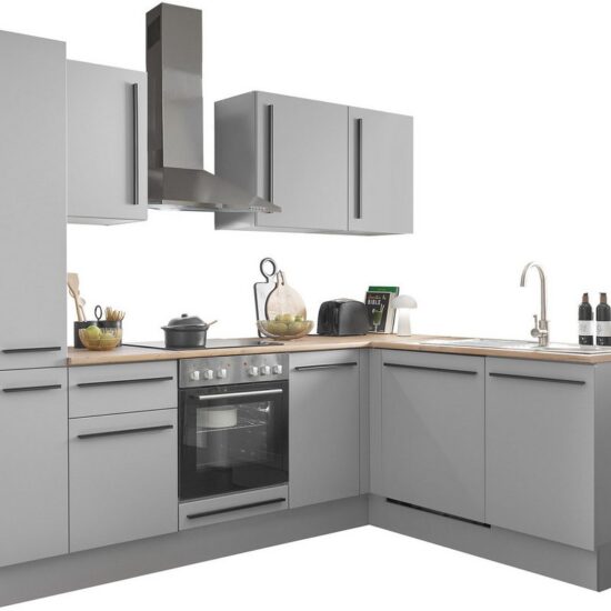 BASIC by Balculina Winkelküche Denver, Küche BxHxT 250/115 x 211 x 60, Breite 250 cm, wahlweise mit E-Geräten und Induktion