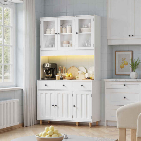 Bealife Sideboard Küchenschrank mit Arbeitsplatte und 3 Schubladen – Image 1