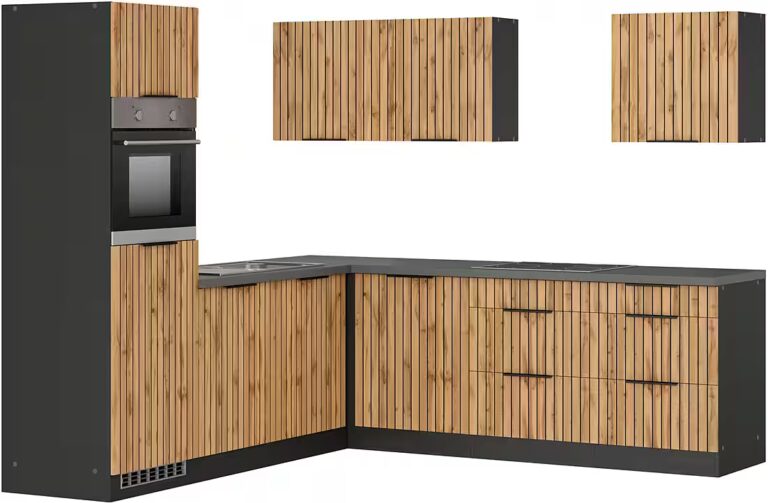 KOCHSTATION Winkelküche KS-Lagos, Stellbreite 240/240 cm, wahlweise mit E-Geräten, GK-oder Induktionskochfeld,Kühlschrank,Spüle edelstahl oder schwarz