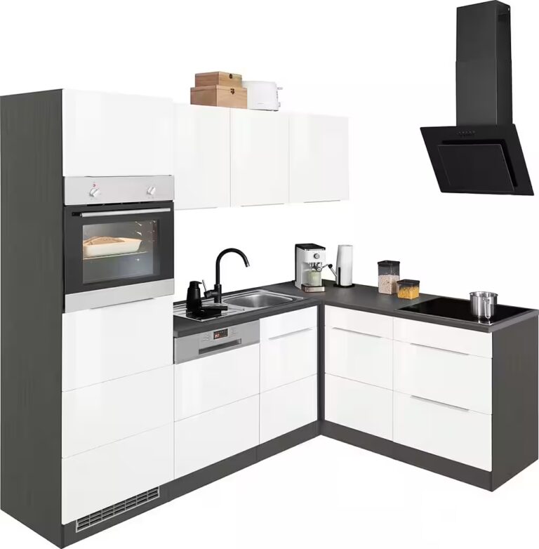 KOCHSTATION Winkelküche KS-Brindisi, Stellbreite 230/170 cm, wahlweise mit E-Geräten, mit MDF-Fronten