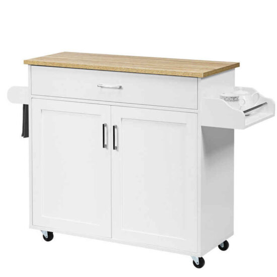 COSTWAY Küchenwagen, Servierwagen mit Arbeitsplatte & Handtuchhalter, Rollen – Image 1