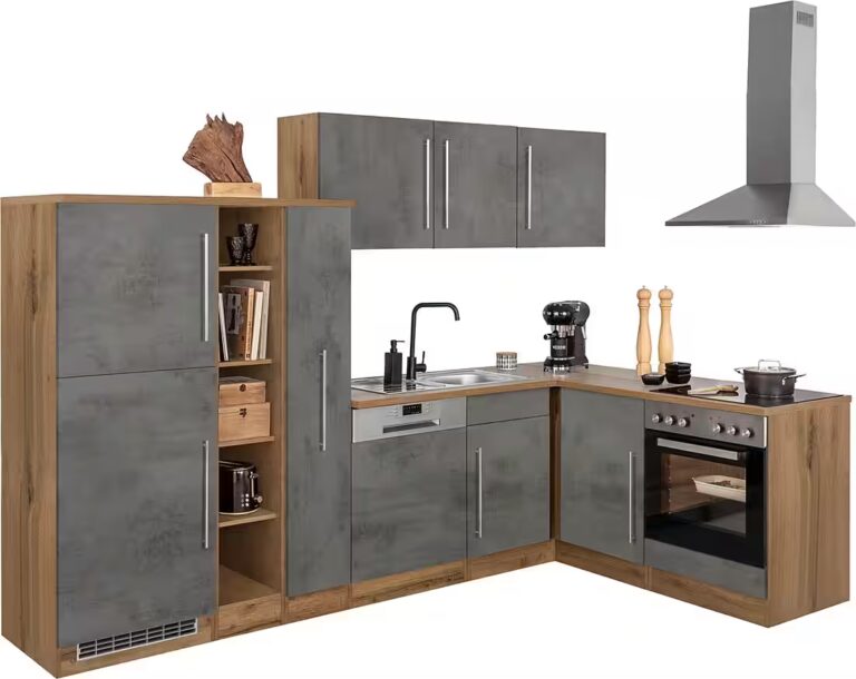 KOCHSTATION Winkelküche KS-Samos, Stellbreite 290x170 cm, wahlweise mit E-Geräten, mit Arbeitsplatte
