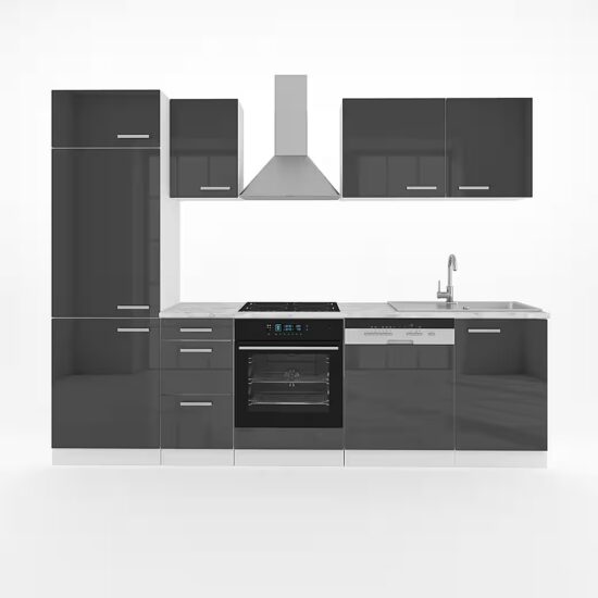 Vicco Küchenzeile Optima, Anthrazit Hochglanz/Weiß, 270 cm ohne Arbeitsplatte – Image 5