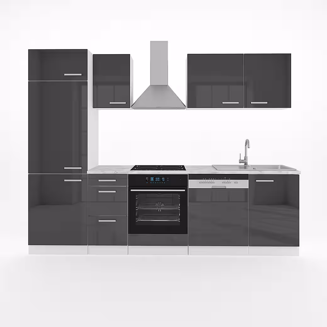 Vicco Küchenzeile Optima, Anthrazit Hochglanz/Weiß, 270 cm ohne Arbeitsplatte – Image 5