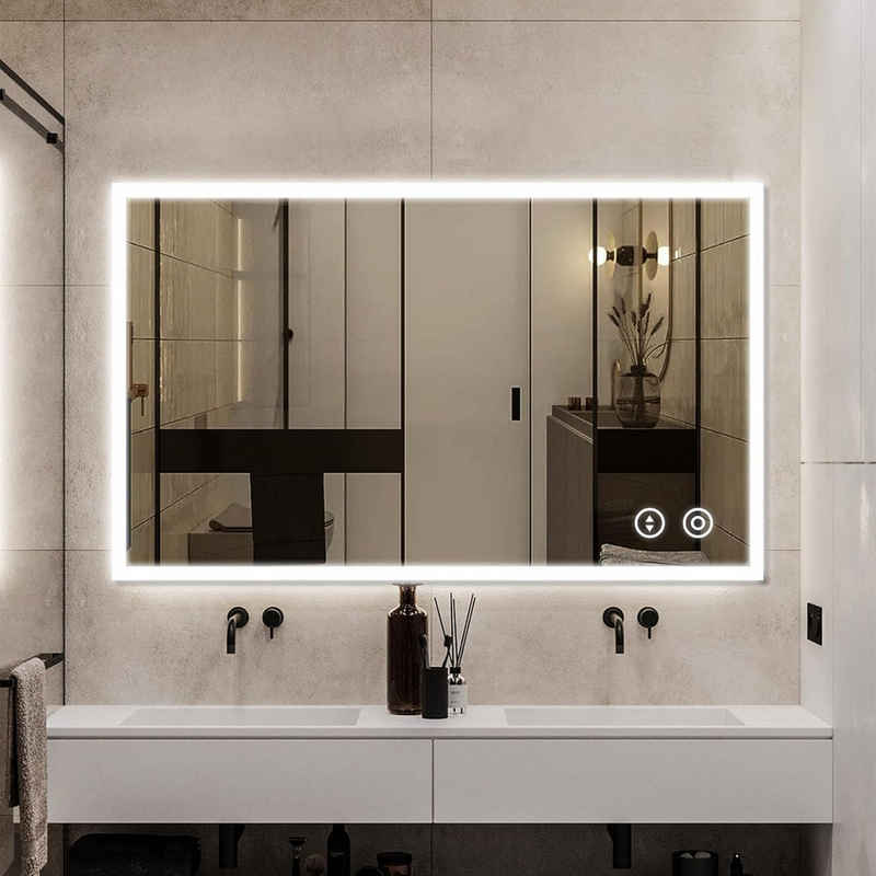 Dripex Badspiegel LED Beleuchtung Badezimmerspiegel 3 Lichtfarbe Wandspiegel m Steckdose – Image 1