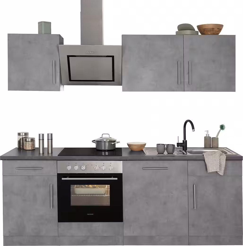 wiho Küchen Küchenzeile Cali - Küche mit E-Geräten - Komplett Set, Breite 220cm, Küche mit Hanseatic E-Geräten – Image 3