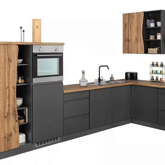 KOCHSTATION Winkelküche KS-Bruneck, Stellbreite 380/180 cm breit, ohne E-Geräten, MDF Fronten – Image 9