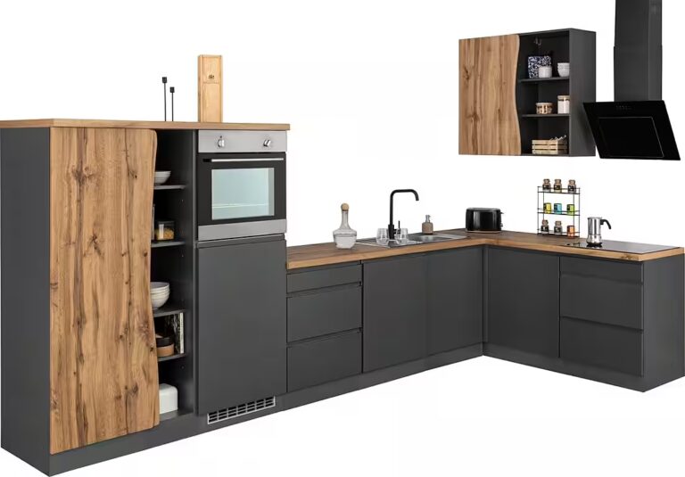 KOCHSTATION Winkelküche KS-Bruneck, Stellbreite 380/180 cm breit, ohne E-Geräten, MDF Fronten