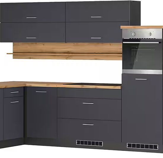 KOCHSTATION Winkelküche KS-Milan, optional mit Muldenlüfter, Stellbr.360/220 cm, wahlweise mit E-Geräten, Kochfeld mit Dunstabzug – Image 1