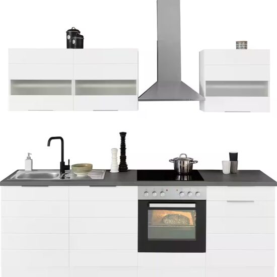 KOCHSTATION Küchenzeile KS-Luhe, 240 cm breit, wahlweise mit oder ohne E-Geräten, gefräste MDF-Fronten – Image 9