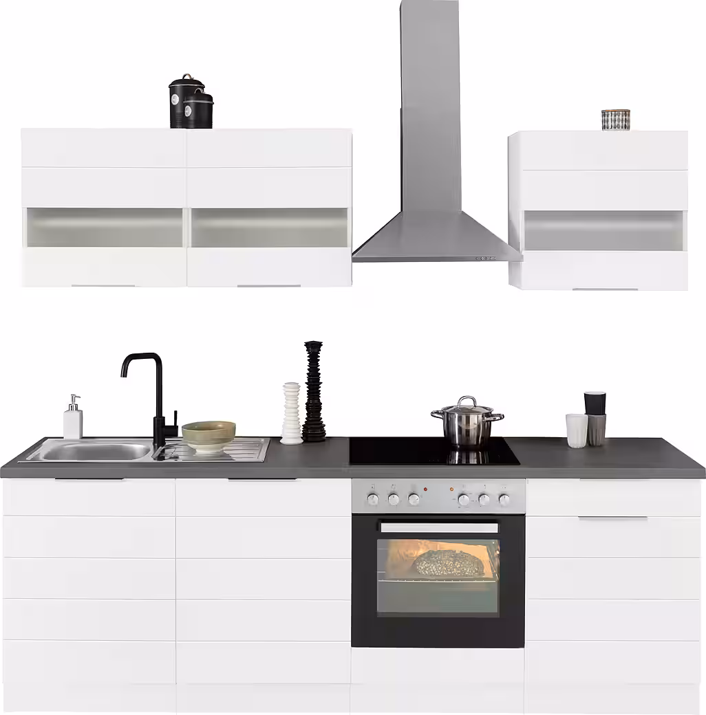 KOCHSTATION Küchenzeile KS-Luhe, 240 cm breit, wahlweise mit oder ohne E-Geräten, gefräste MDF-Fronten – Image 9