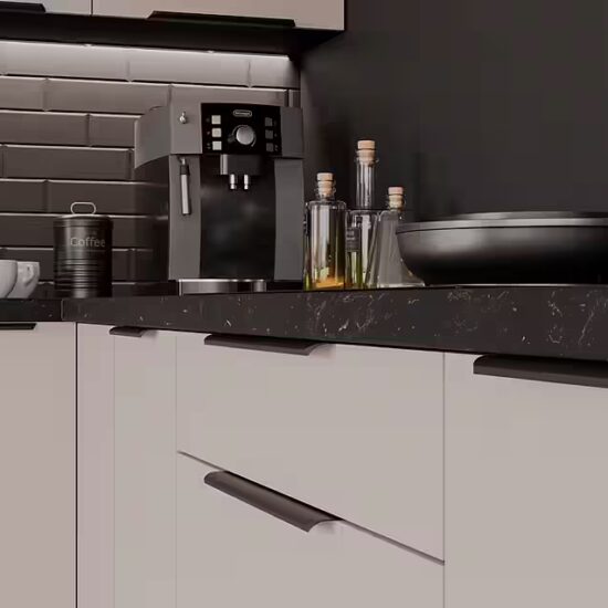 Küchen-Preisbombe Winkelküche ARONA + SIENA 350x290 Küchenzeile Küchenblock Küche Kaschmir + Schwarz – Image 3